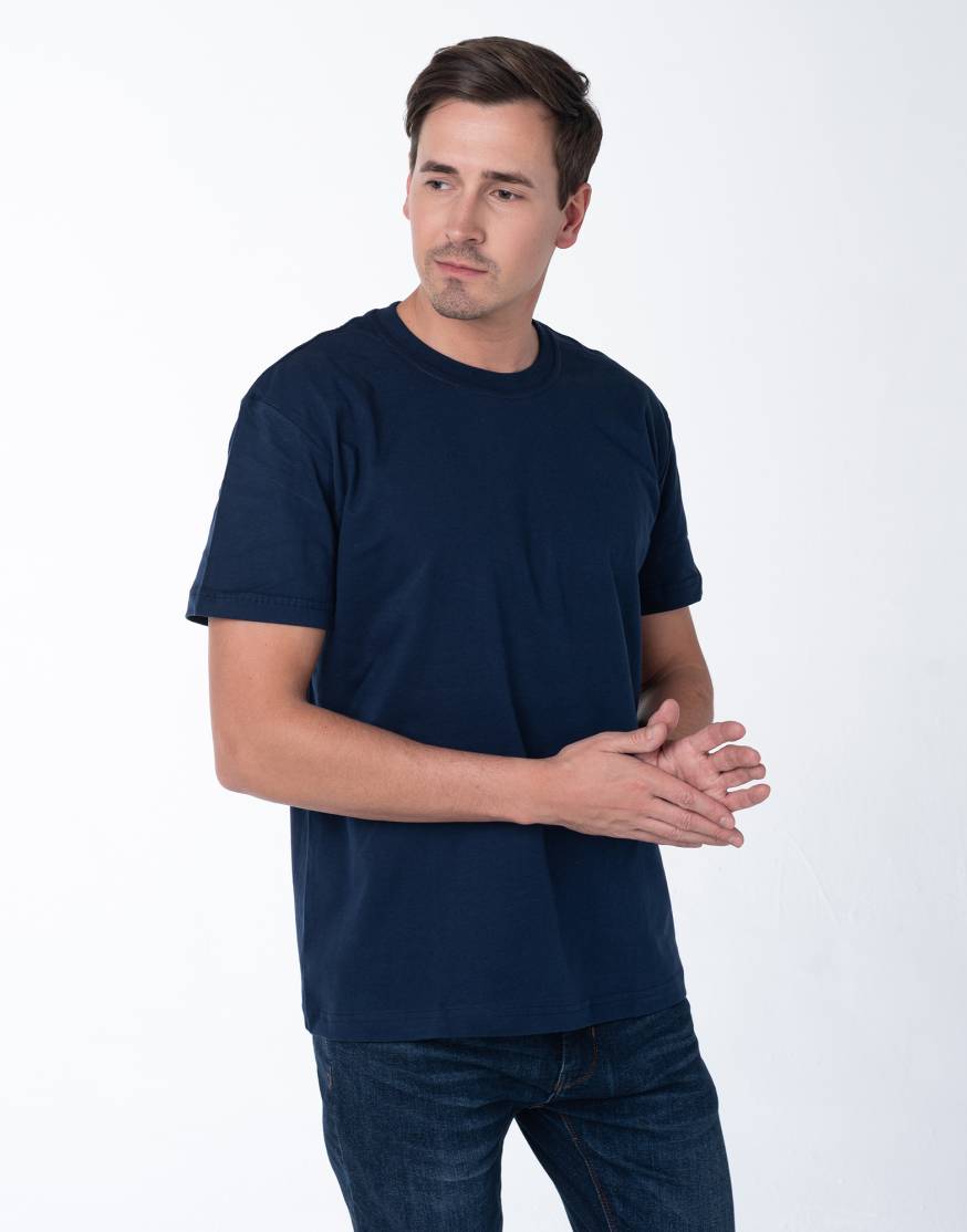 Темно-синяя мужская футболка с лайкрой оптом